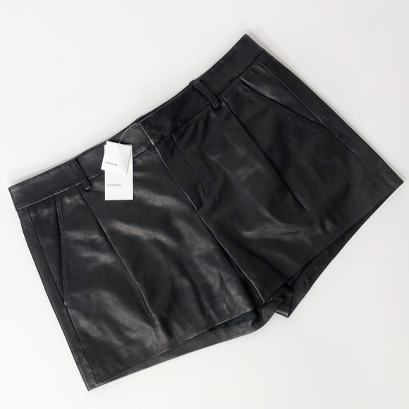 Vince Pants - NWT VINCE Black Leather High-Waisted Shorts